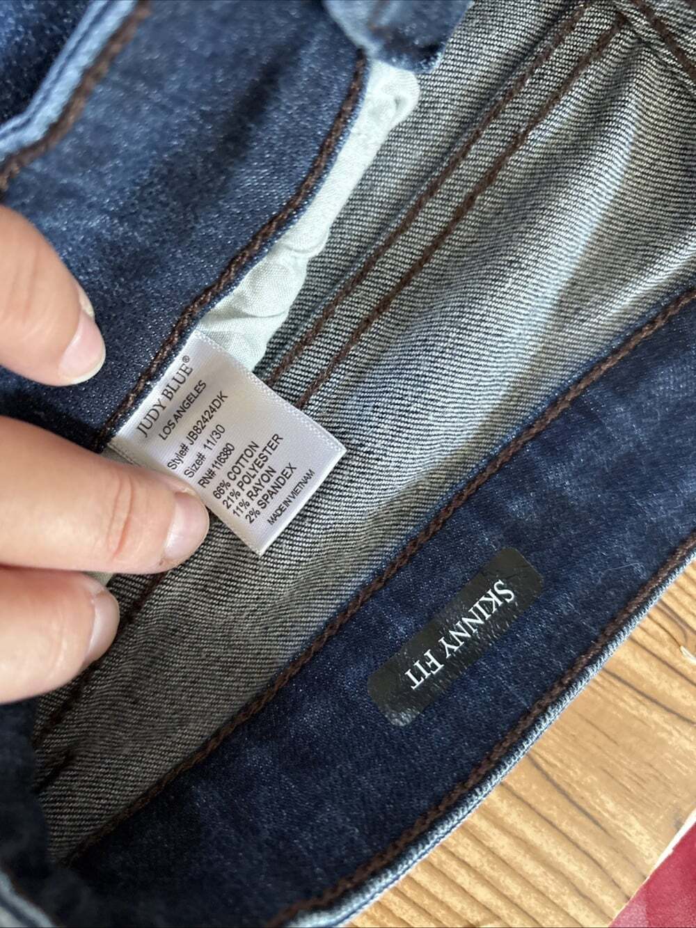 Judy Blue JB82424DK Skinny Fit Jeans Size 11/30 High Rise Side Slit Raw Hem - Picture 7 of 10